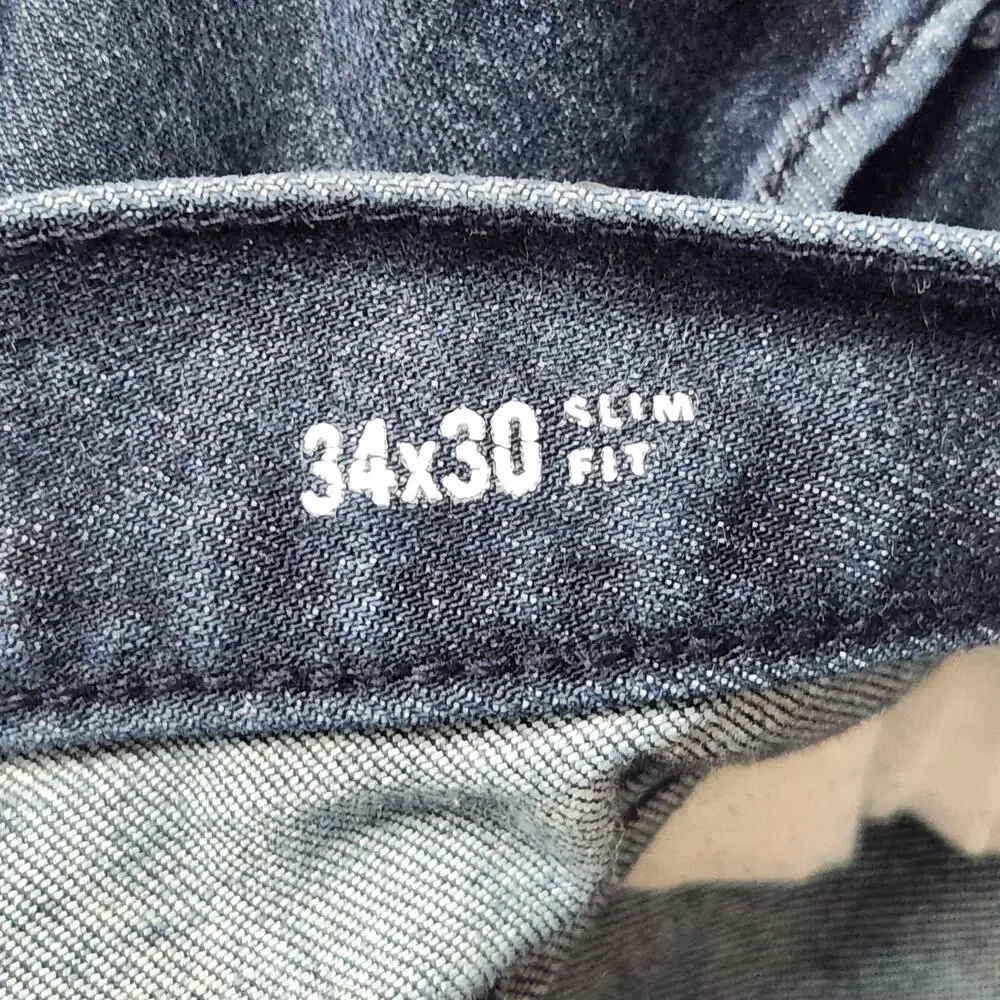 Banana Republic Travel Jean SL Jeans Mens 34x30 Blue Slim Straight Actual 34x29